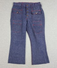 Vintage 1970s Wrangler Womens Snap Button Fly Denim Blue Jeans Size 15/16 Hemmed