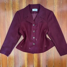 90s vintage maroon burgandy embroidered blazer SMALL/MEDIUM