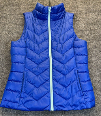 SO Authentic Women s Size Medium Blue Puffer Vest Full Zip Lightweight