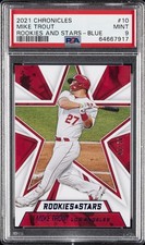 2021 PANINI CHRONICLES ROOKIES & STARS BLUE #10 MIKE TROUT 48/50 PSA 9