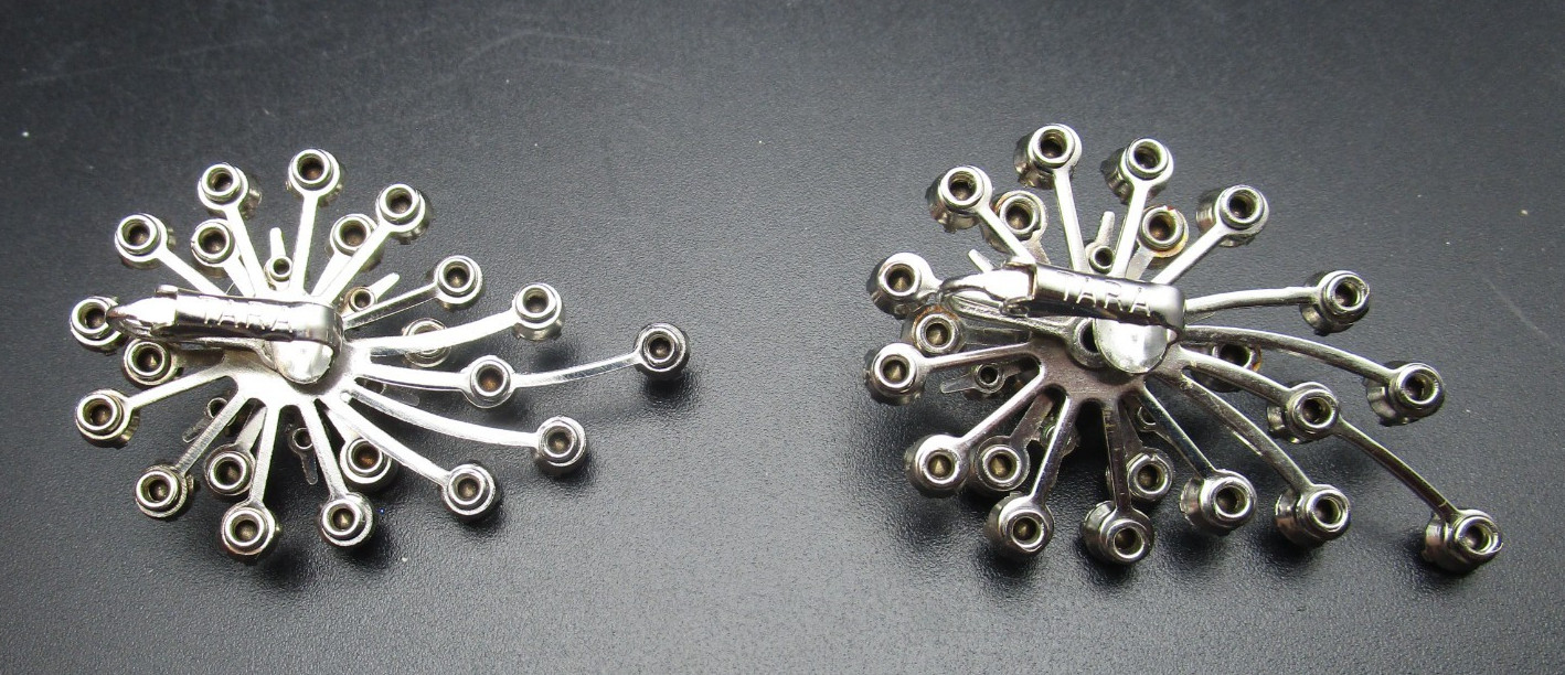 Tara Signed Clear Rhinestone Statement Earrings -… - image 5