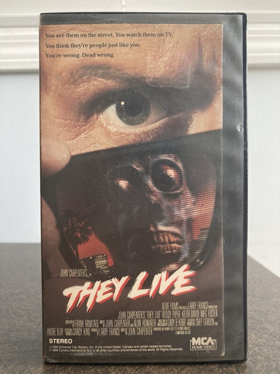 THEY LIVE VHS TAPE 1989 JOHN CARPENTER PIPER MCA HORROR MOVIE OBEY