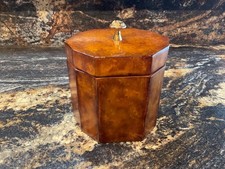 Antique Wooden Tea Caddy Box Folk Art Primitive Octagon Box