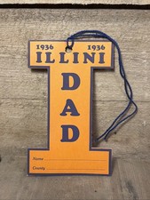 Vintage 1936 Illini Dad Name Tag University Of Illinois Homecoming Fighting HBL