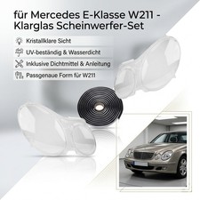 2er Pack für Mercedes W211 E-Klasse Scheinwerferglas Streuscheibe Abdeckung