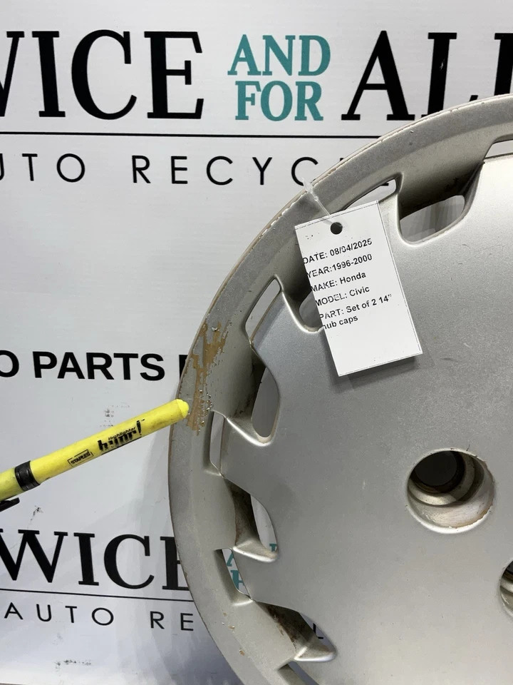 1996-2000 Honda Civic Hubcap Wheel Cover 14” Silver SET OF 2 OEM READ - Image 4 of 4