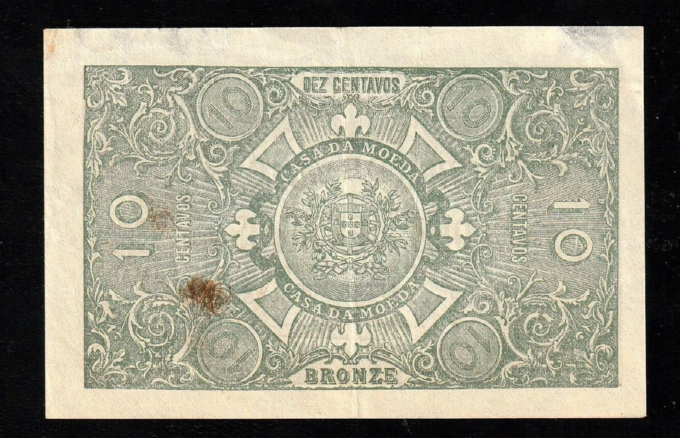 PORTUGAL 10 Centavos LISBON 1917 Bronze P 93 Casa Da Moeda - Image 2 of 2