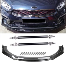 Front Bumper Lip Splitter Spoiler Carbon Fiber Strut Rod For Kia Forte Body Kits