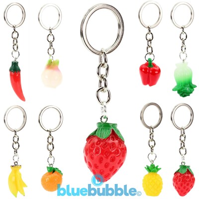 Bluebubble Obst & Gemüse Schlüsselanhänger Kitsch Kawaii Retro Funky Food süß Neuheit Spaß
