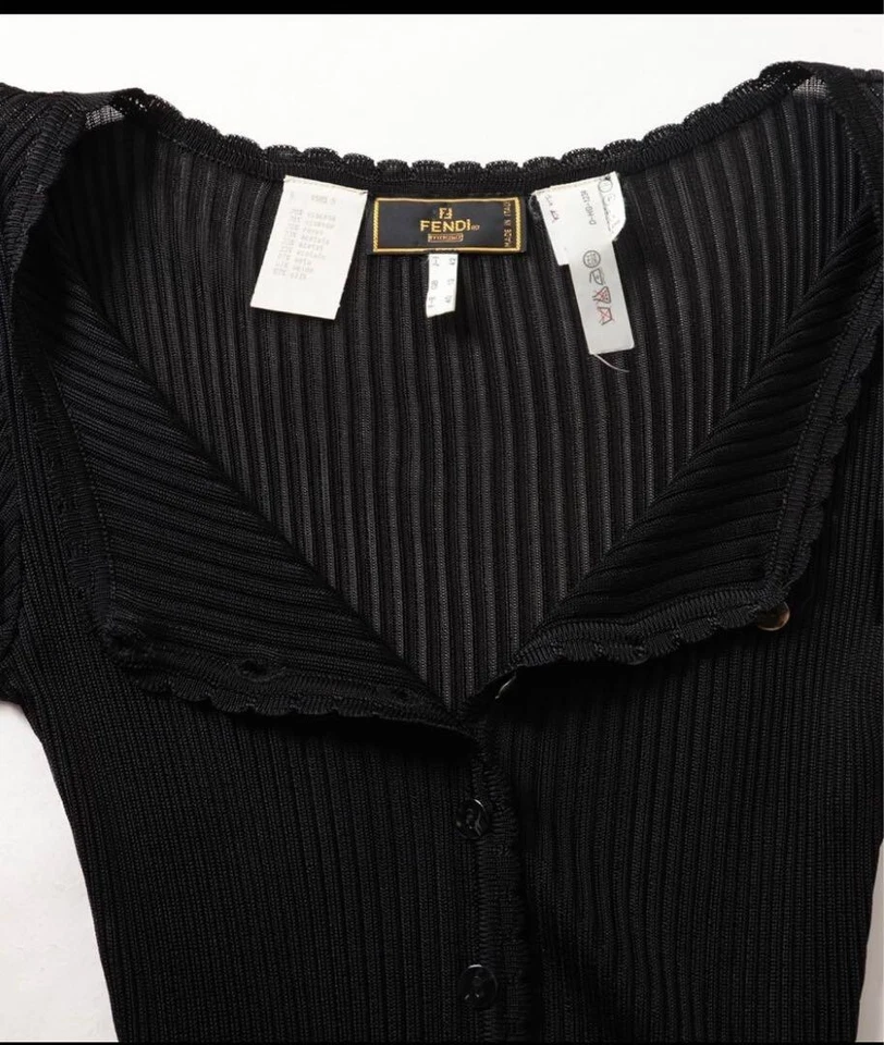 FENDI Short Sleeve Dress Women Size 42 FF Black Purple Genuine USED - Image 4 of 4