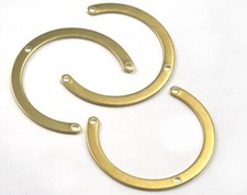 5 pcs C shape 4/3 circle Raw brass blanks 3 hole 34mm pendant charm SCS 2317-140