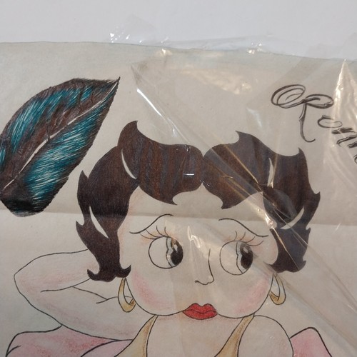 Prison Art Drawing Betty Boop 8 1/2" x 11" "Ronnie" 1993 Hand Drawn Unique - Picture 10 of 12