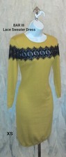 Bar III Black & Green Sweater Dress Lace Women's XS