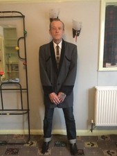 Teddy Bear Boy Drape Jacket. Chest 40 Dark Grey Velvet Roll Neck