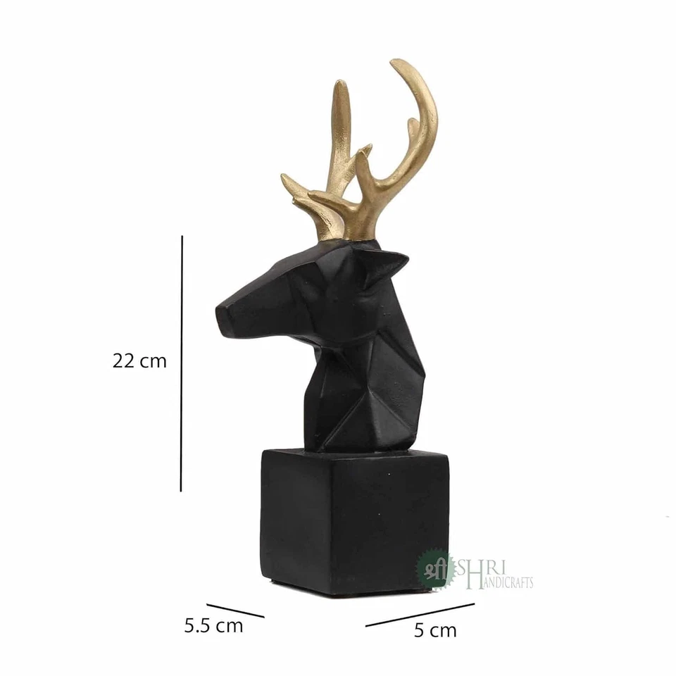 Polyresin Statue Hirschkopf Geometrische Tiere Idol Figur Wohndeko - Bild 4 von 4