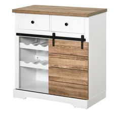 HOMCOM Mobile da Cucina Rustico con 2 Cassetti Ripiani Aperti e Portabottiglie