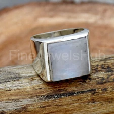 Moonstone Ring 925 Sterling Silver Moonstone Gemstone Men's Ring Handmade Ring 