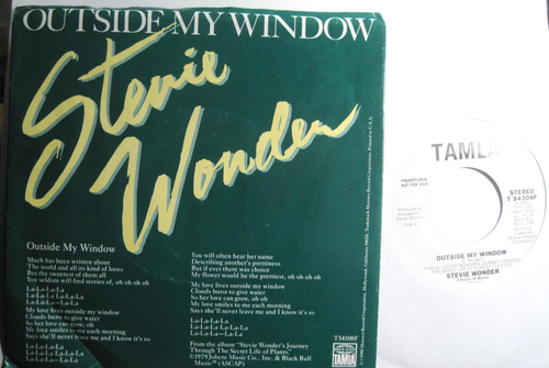 STEVIE WONDER *45 * Outside My Window * 1979 *  DJ PROMO * UNPLAYED MINT with PS - Imagen 1 de 3
