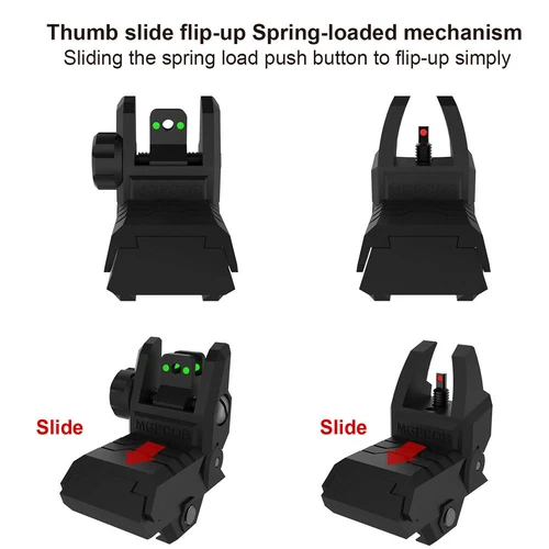 Foldable Iron Sights Flip-up Front and Rear Sight Fiber Optics Dual Aiming New - Picture 3 of 14