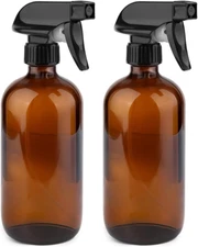 Handcraft Empty Amber Glass Spray Bottles 16 oz Refillable Bottles with Labels