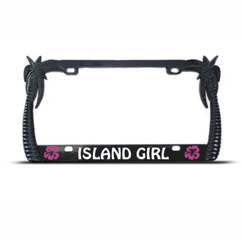 HIBISCUS ISLAND GIRL PALM TREES License Plate Frame Tag Holder eBay