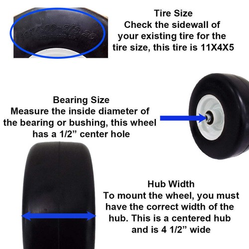 (2) 103-9591 110-9965 FITS EXMARK FITS TORO FITS WHEEL ASSEMBLY 11X400X5 - Picture 2 of 10