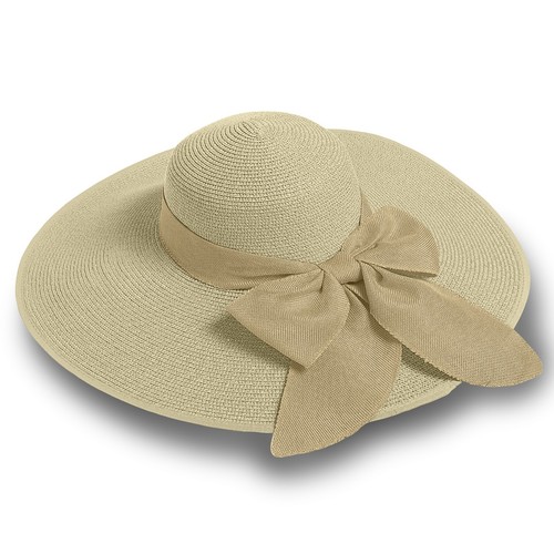 Straw Sun Hat for Women, Wide Brim UPF 50+ UV Protection Cap with Bow - Picture 1 of 72