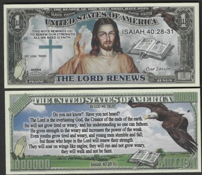 #ad Lot of 25 BILLS The Lord Renews Isaiah 40:28 31 Christian Faith Jesus Million $8.99