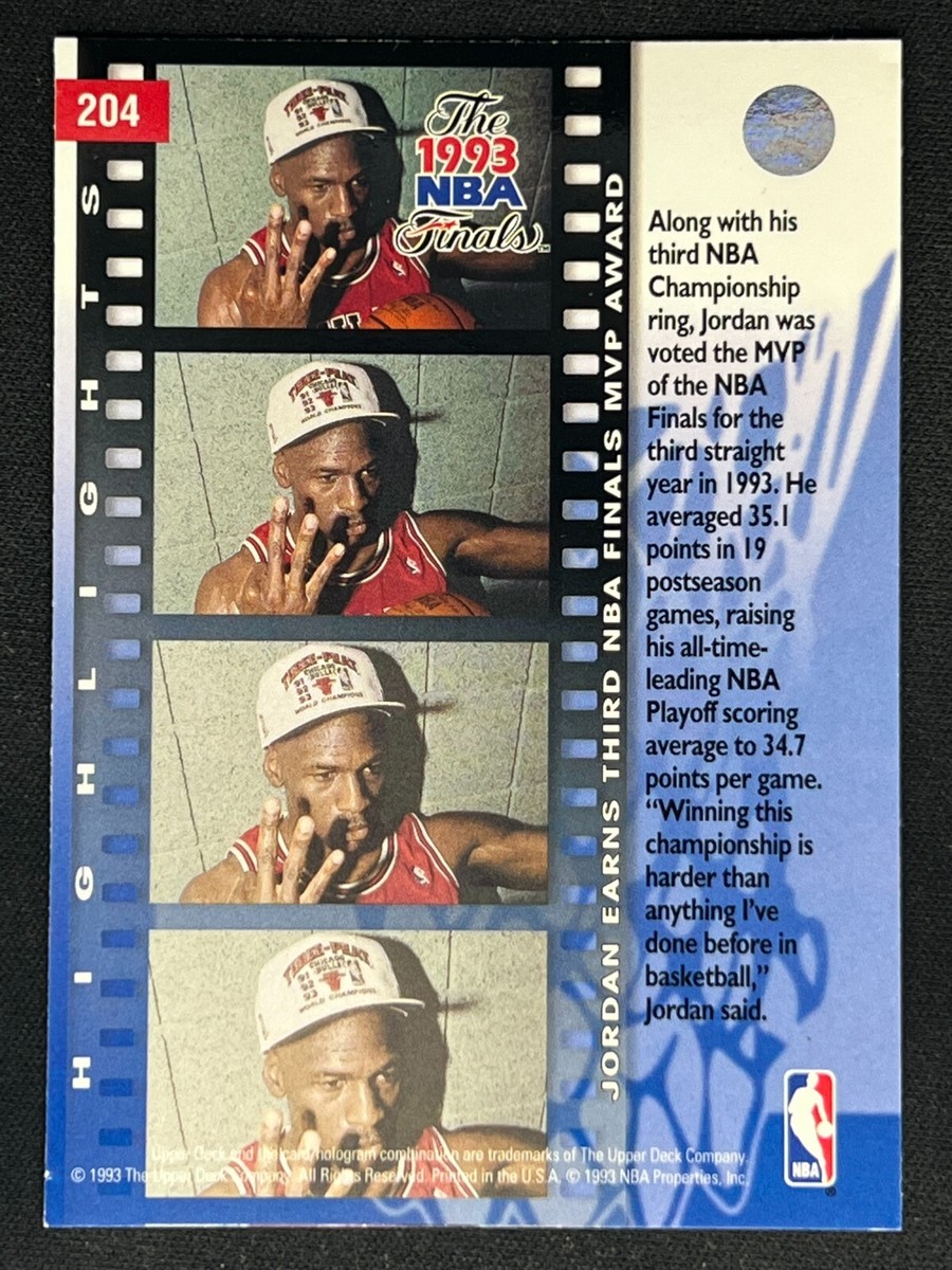 MICHAEL JORDAN 1993-94 Upper Deck The NBA Finals (MVP) Base #204