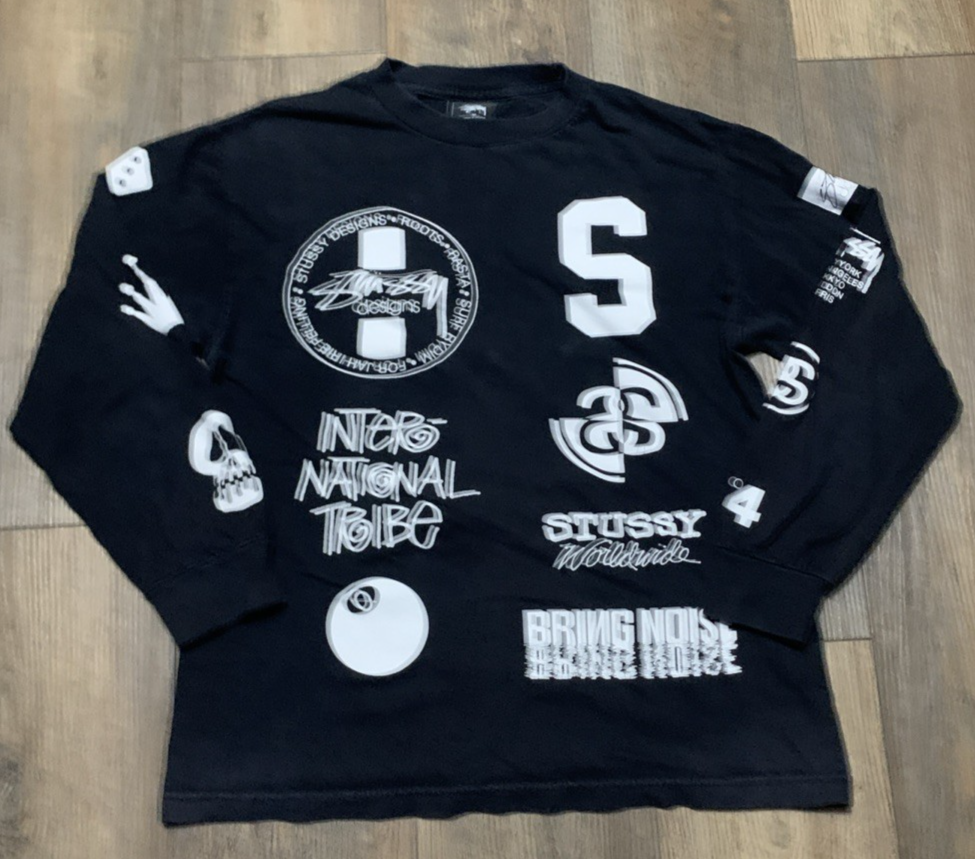 Stussy Rat Skull Y2K Long Sleeve Tee Mens Size M 90s Style