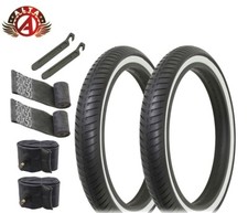 ALTA BICYCLE WIRE BEAD FAT TIRES 20 x 3.00 BLACK/WHITE SLICK RIDER 8PC SET.