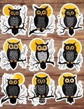 Halloween Owl Die Cut Vinyl Stickers Set Scrapbooking Laptop Waterbottle