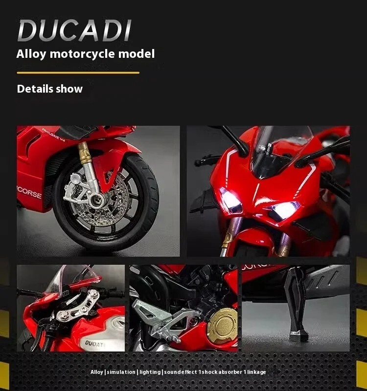 1:12 Scale Ducati V4S Panigale Alloy Motorcycle Model with Sound