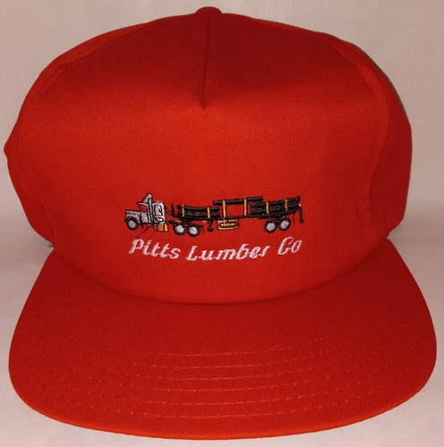 Vintage 80s Pitts Lumber Co USA Snapback Red Hat