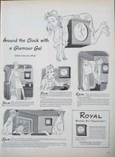 1944 Royal Typewriter Cartoon Print Ad With Glamour Gal thumbnail