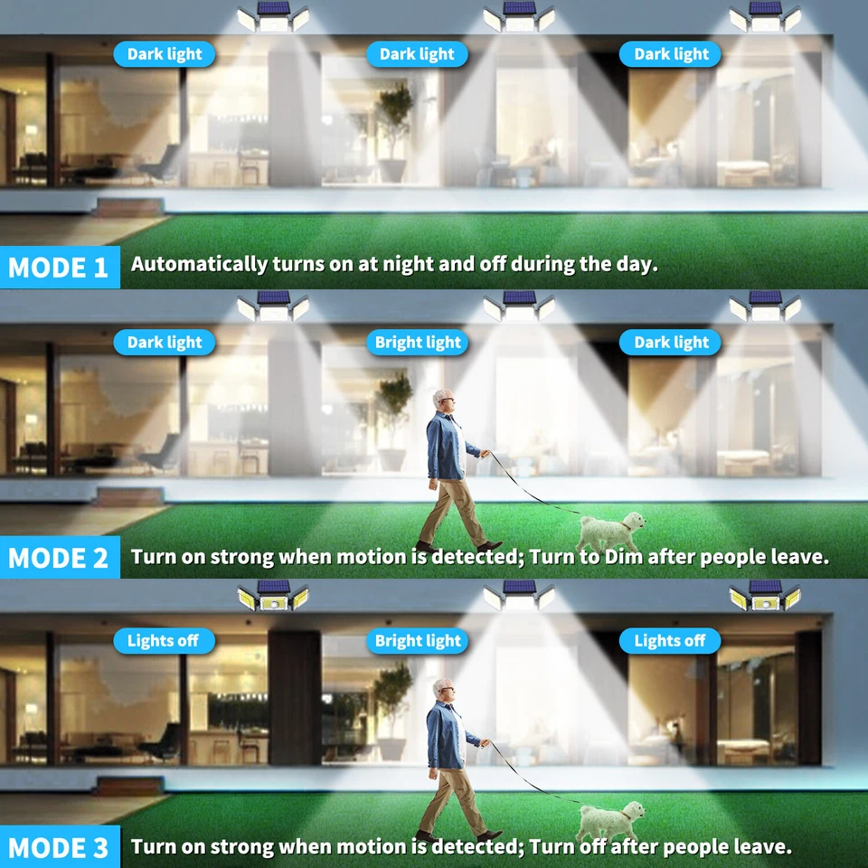368 светодиодных настенных светильников на солнечных батареях с пассивным инфракрасным датчиком движения уличная садовая охранная лампа - Изображение 4 из 4