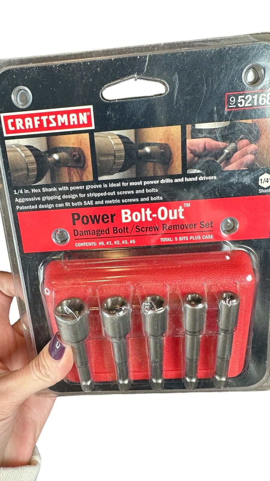 Craftsman Power BoltOut Damaged Bolt Screw Remover 5 pc Set 52168 eBay