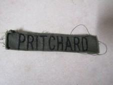 MILITARY PATCH OLDER COMBAT USED NAME TAPE OD GREEN SEW ON WITH NAME PRITCHARD