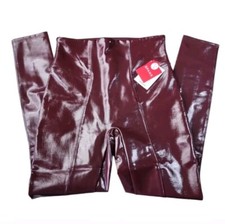 NWT Spanx Size Small Petite Ruby Red Faux Patent Leather Leggings