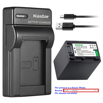 Kastar Battery Slim Charger for Sony NP-FH100 & Sony DCR-HC27 DCR-HC28 DCR-HC30