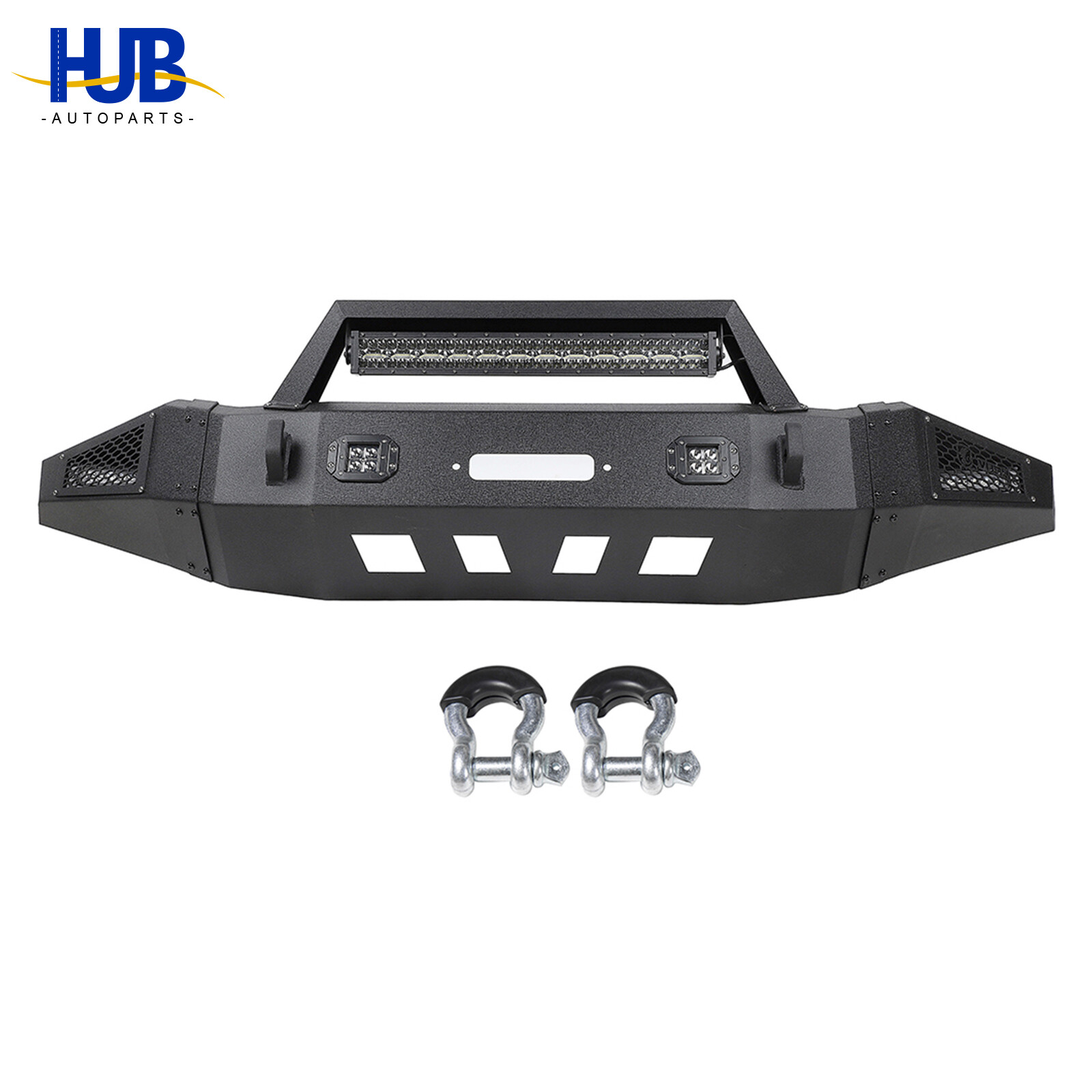 Steel Black Front Bumper W/Winch Plate & LED Lights For 2007-2013 Toyota Tundra