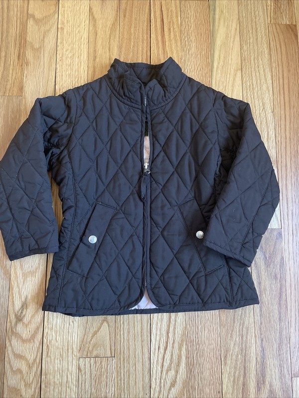 Lands End Girls Quilted Coat Jacket Black 3T
