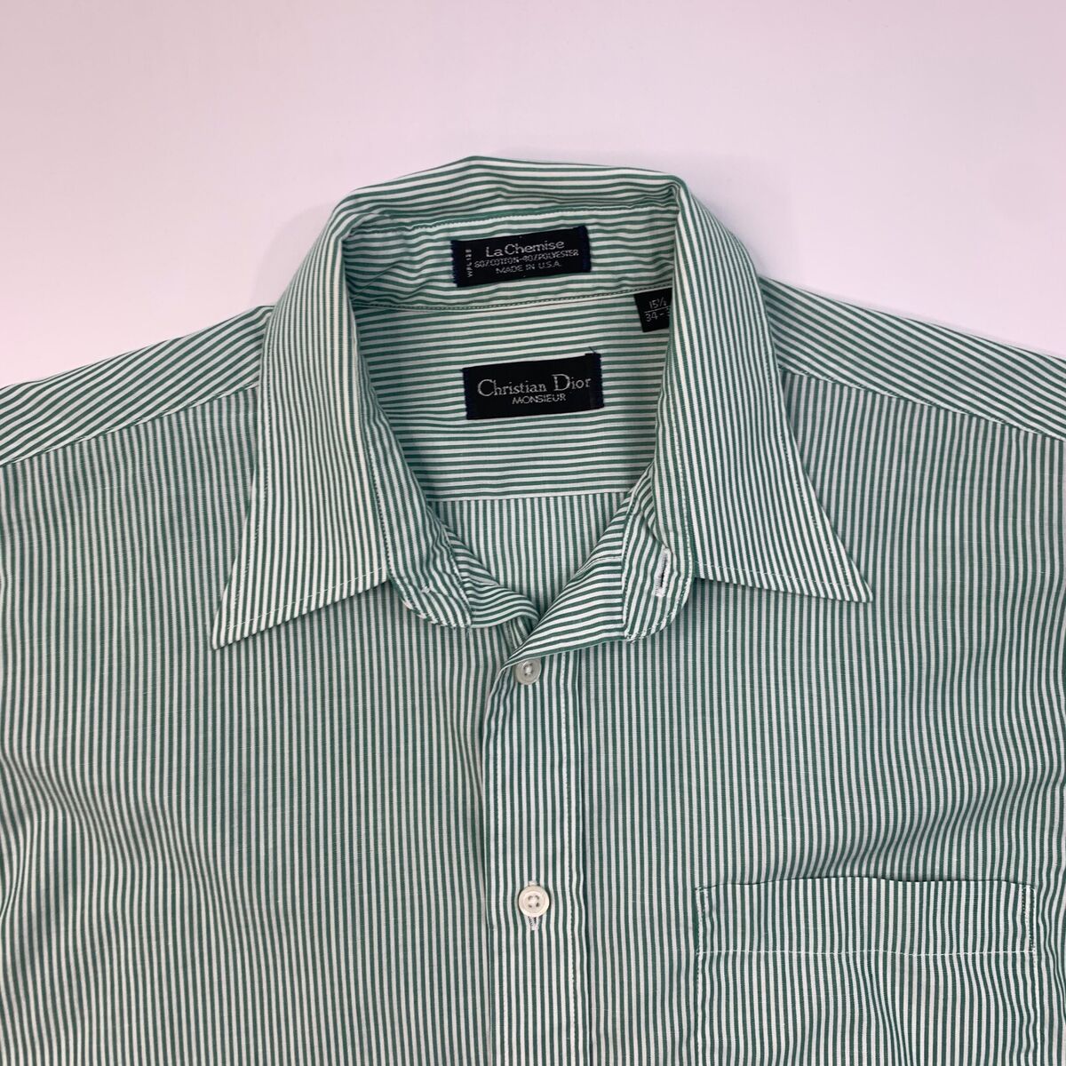 Vintage Christian Dior Monsieur Dress Shirt Mens 15.5 Green Vintage Christian Dior Monsieur Dress Shirt Mens 15.5 Green