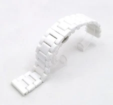 White Ceramic Bracelet Wrist Watch Band Strap Butterfly Deployment Clasp 14~22mm