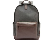 Fossil Buckner Rucksack Backpack mit Laptopfach Nylon Leder grau braun schwarz