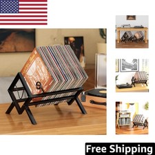 Modern Vinyl Record Display Stand - 80-100 LP Capacity, Easy to Assemble Black