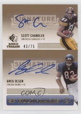 2007 SP Rookie Threads Multi-Marks 2 43/75 Scott Chandler Greg Olsen Auto 4g8