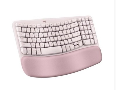 Logitech Wave Keys Wireless Bluetooth Ergonomic Keyboard Customizable Keys Rose