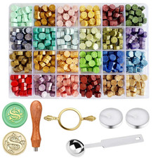 Wax Seal Stamp Kit, 24 Colors Wax Beads, Letter Stamp Spoon S