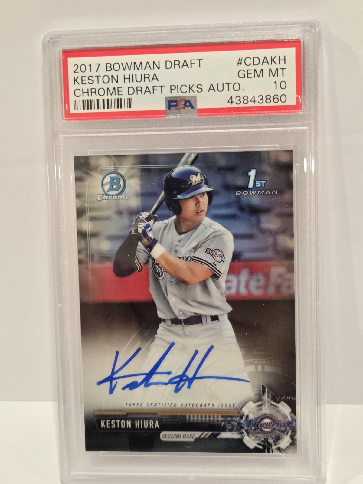 2017 Bowman Chrome Draft Keston Hiura Auto PSA 10 Gem Mint #CDAKH view 1